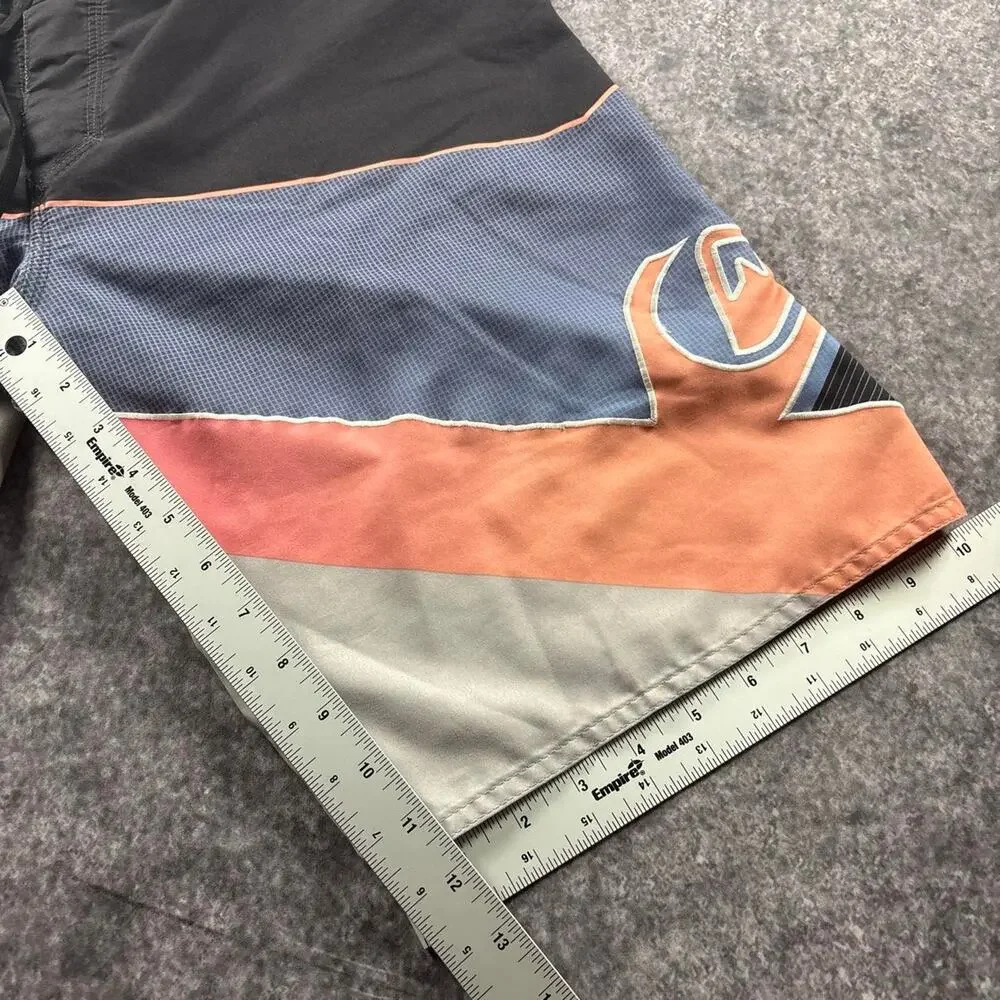 Quiksilver Men’s 32 Y2K Cargo Board Shorts Colorblock Black Gray Orange
